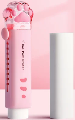 Cute Eraser, Retractable Kawaii Cat Paw Erasers for Kids, Rubber Push-Pull Eraser for Students Writing Drawing Aesthetic Erasers for School Office Supplies
