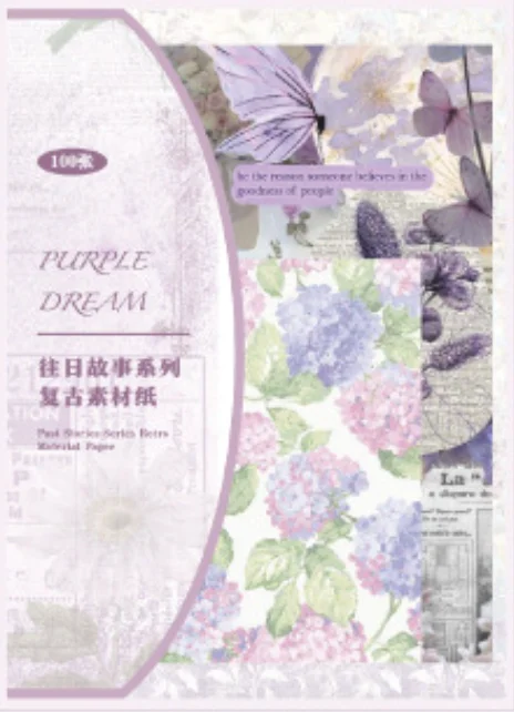 100 Sheets Vintage Flower Scrapbook Paper, Multicolor, Rectangular, Premium Glossy, Ideal for Scrapbook, Journaling, Gift Decoration, Photo Album, Origami