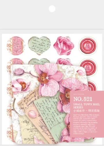 Vintage Flower Mini Envelope, Small Envelopes and Sealing Sticker Set, 40 Matching Envelopes and 2 Sheets Seal Sticker