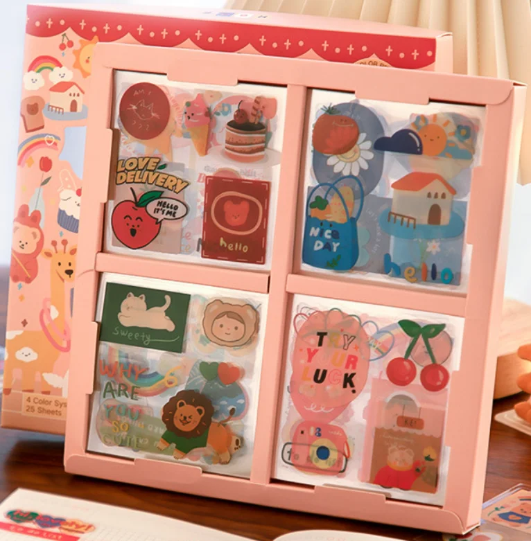 Kawaii Stickers, 100 Sheets Cute Transparent Scrapbook Stickers