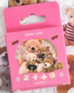 46PCS Cute Boxed DIY Decoration Mini Size Bear Theme Adhesive Paper Stickers for Laptop Planners Scrapbook Cups Diary Notebooks Album Phone Case (Toy Bear)