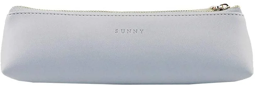 Pencil Bag Pen Case Cosmetic Makeup Bag Pen Pencil Stationery Pouch Bag Case/PU Leather Small Pencil Pouch Students Stationery Pouch Zipper Bag for Pens, Pencils, Markers (Purple Grey)