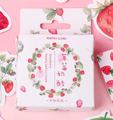 Mini Size Scrapbooks Stickers, 45pcs Doraking DIY Decoration Super Cute Strawberry Stickers for Laptop Scrapbook Suitcase Diary Notebooks Album, Small Stickers (Strawberry Cream)