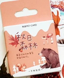 Small Scrapbooks Laptop Stickers, Doraking 46PCS Boxed Cute Autumn Style Stickers for Laptop, Scrapbooking, Suitcase (Autumn Forest, 46PCS/Box)