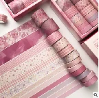 12Rolls Decorative Washi Masking Tapes Set for Scrapbooking Gift Wrapping Decoration Arts & Crafts, Washi Tapes Set (Pink)
